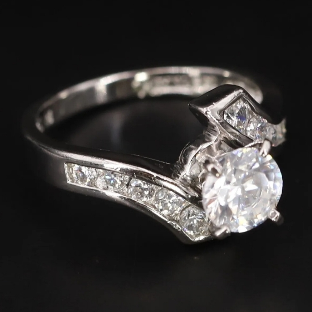 925 Sterling Silver ROSS SIMONS Designer White Topaz Engagement Ring Size 7